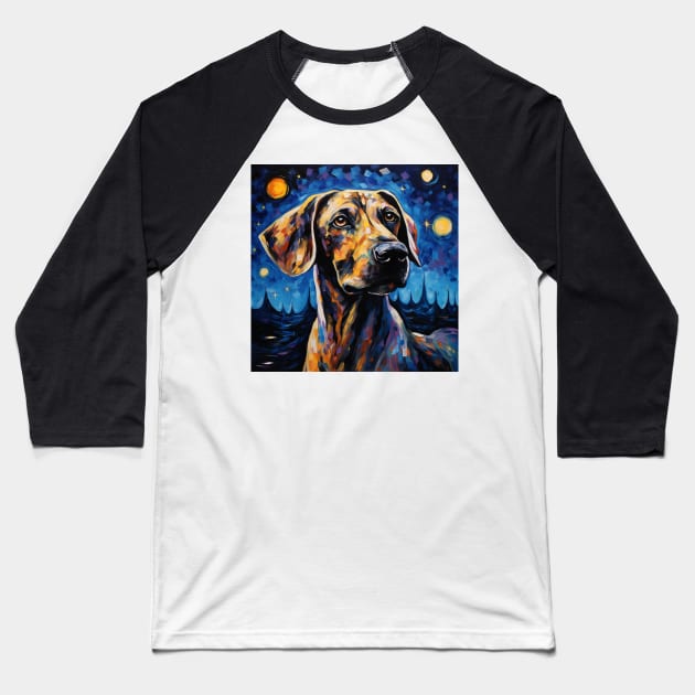 Plott hound Painted in Starry Night style Baseball T-Shirt by NatashaCuteShop